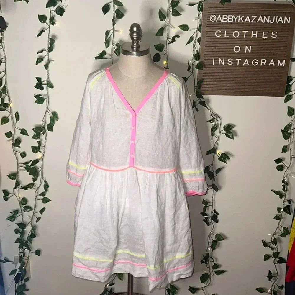Vineyard Vines Linen Neon Pop Vacation Dress - Picture 2 of 7